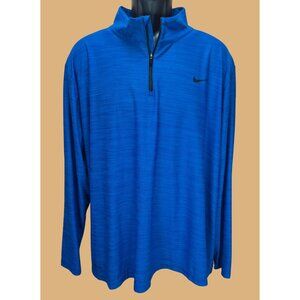 Nike Mens Dri-Fit Blue Quarter-Zip Long-Sleeve Shirt 2XL
